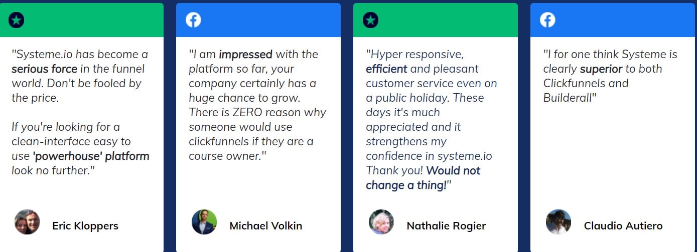 Systeme.io Vs Getresponse- systeme.ioi Customer Reviews and Testimonials