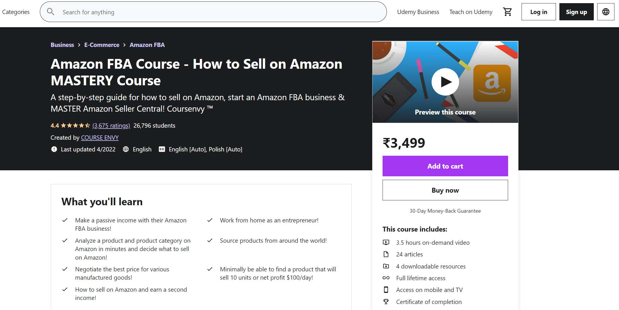 Amazon FBA-Kurs – So verkaufen Sie bei Amazon MASTERY-Kurs