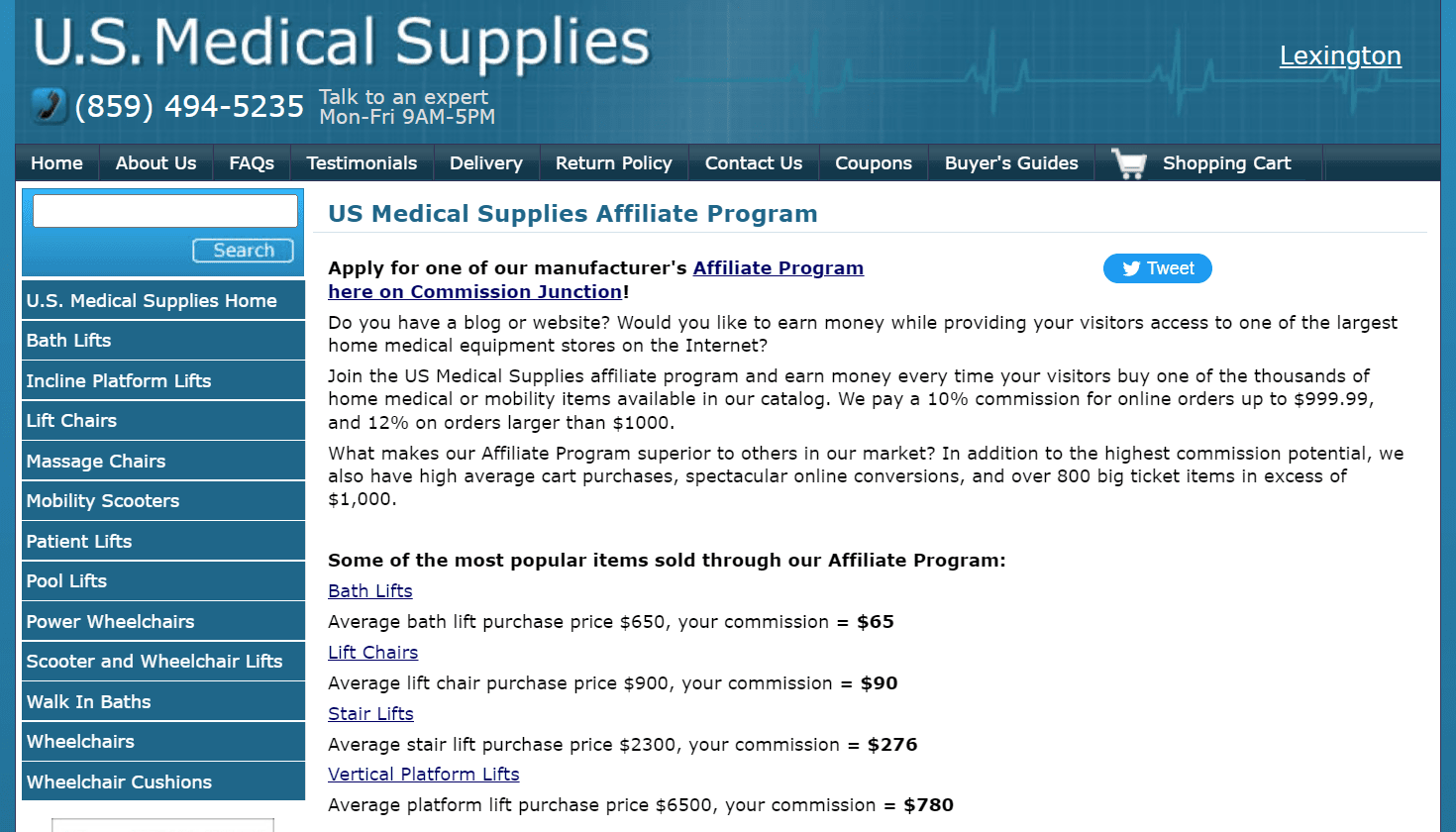 Programme d'affiliation de fournitures médicales aux États-Unis