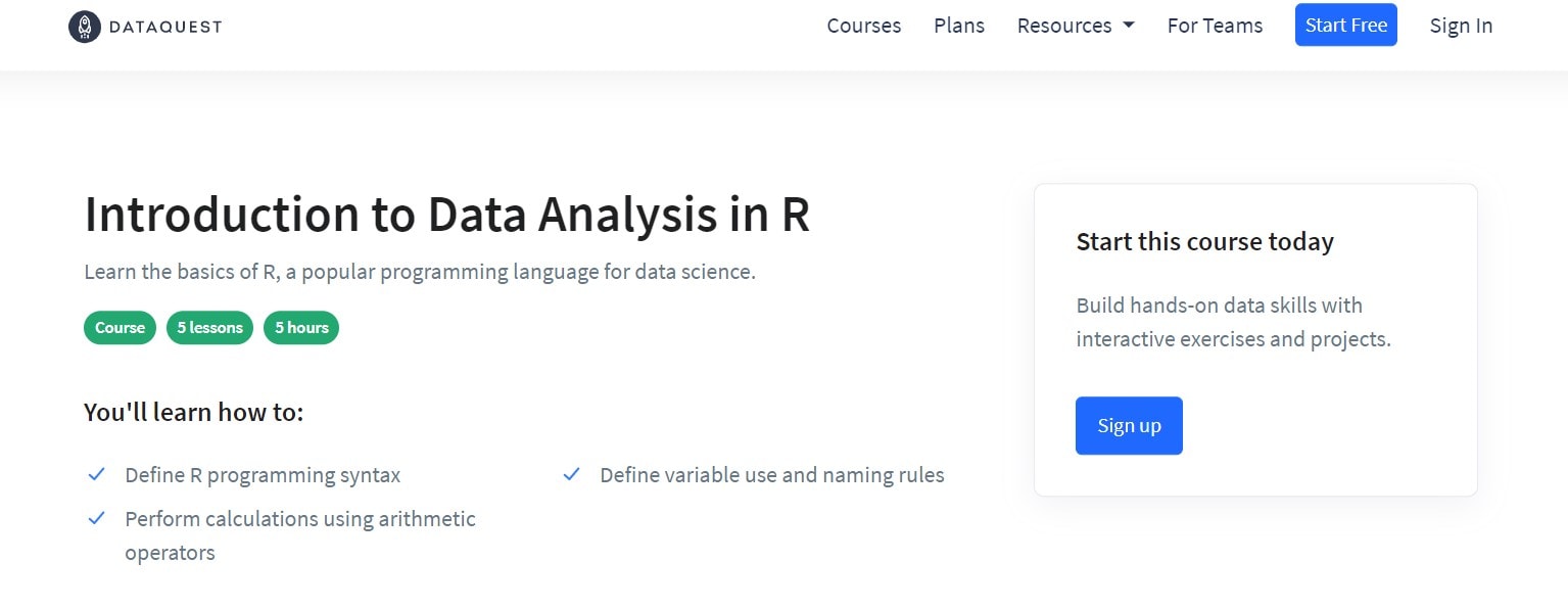 Dataquest’s R Courses