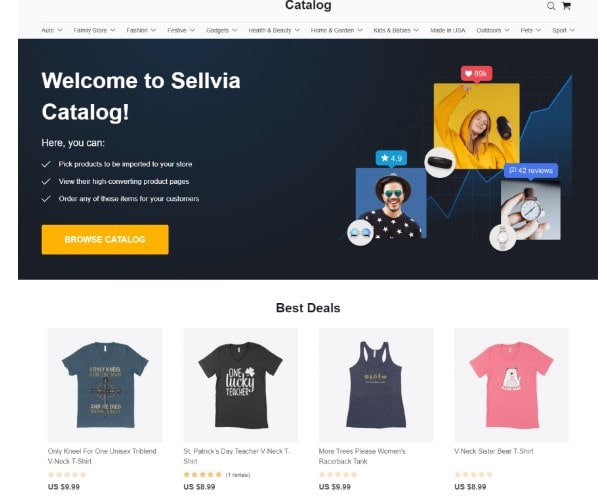 sellvia Import and sell products in a couple of clicks: Sellvia VS Shopify