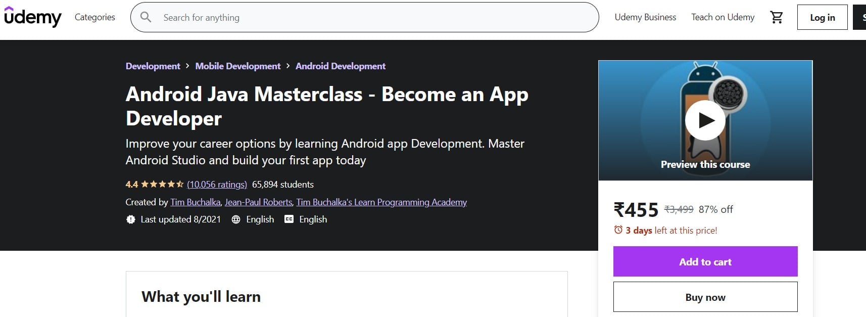udemy Android Java 大师班：最佳 Android 应用程序开发课程