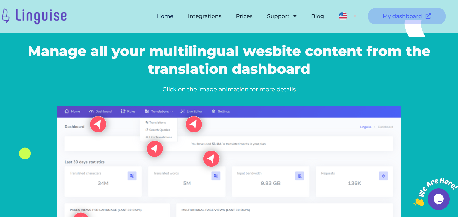 Linguise automatic translation service for websites