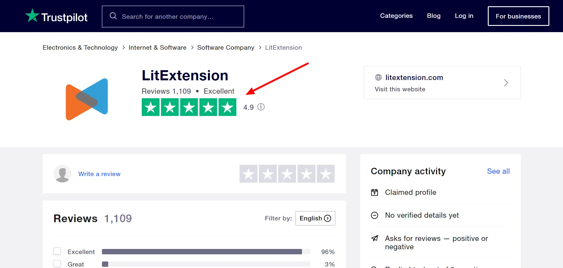 Trustpilot LitExtention 客户评论