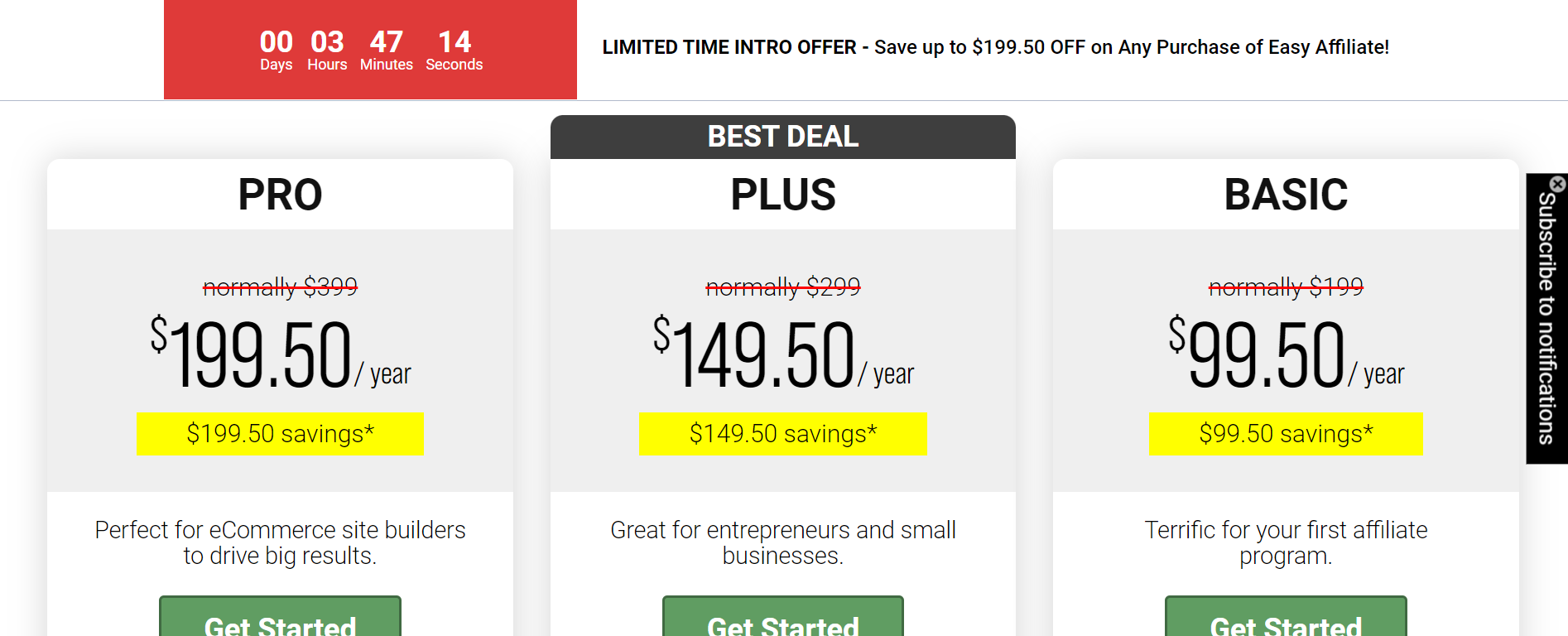 Easy Affiliate pricing
