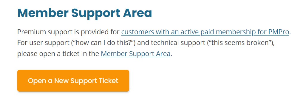 support of Paid Memberships Pro 