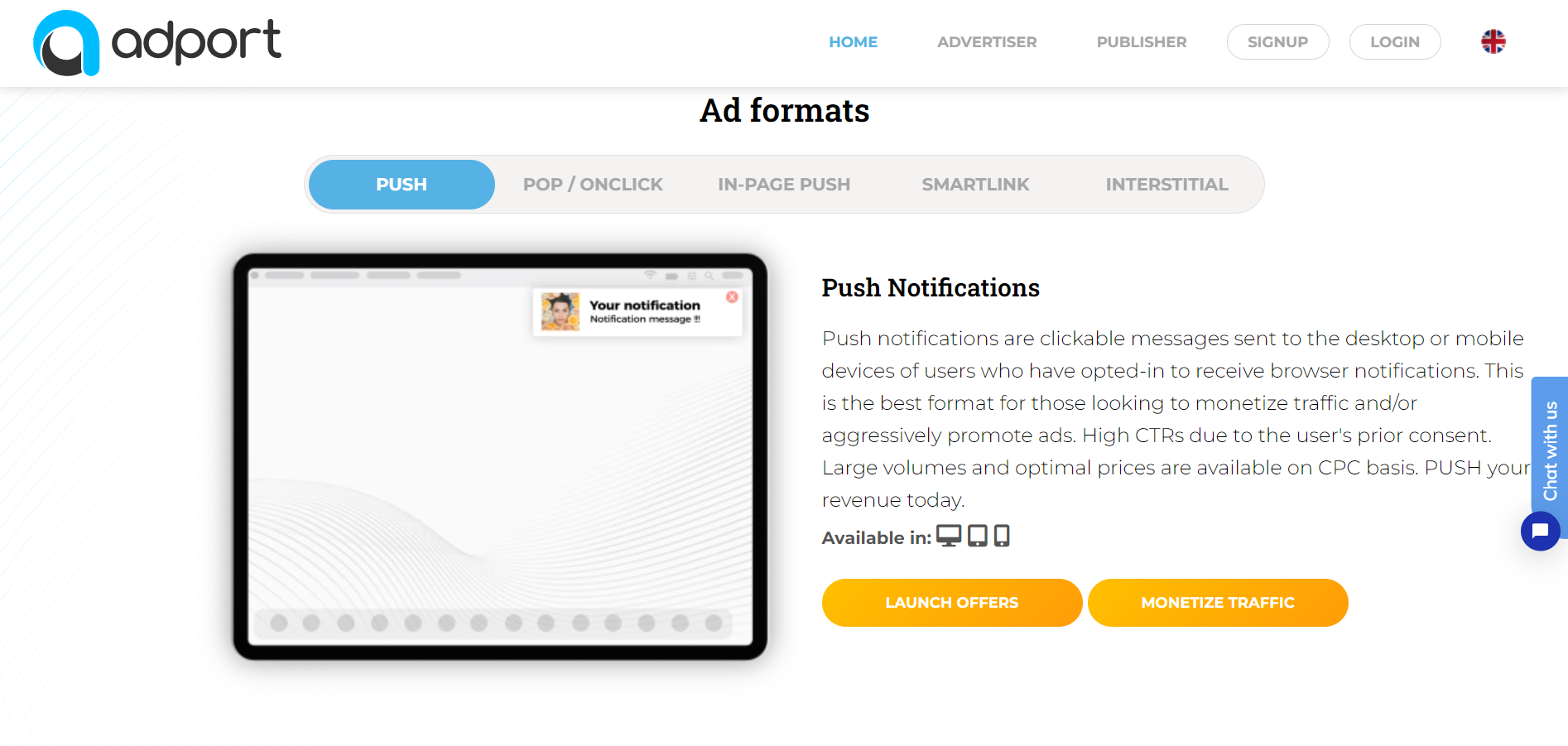 Adport.io - Supported Ad Formats