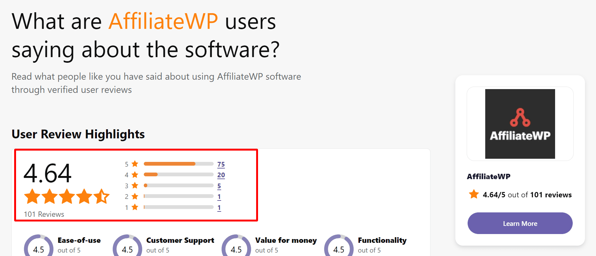 Affiliatewp Review on softwareadvice.com
