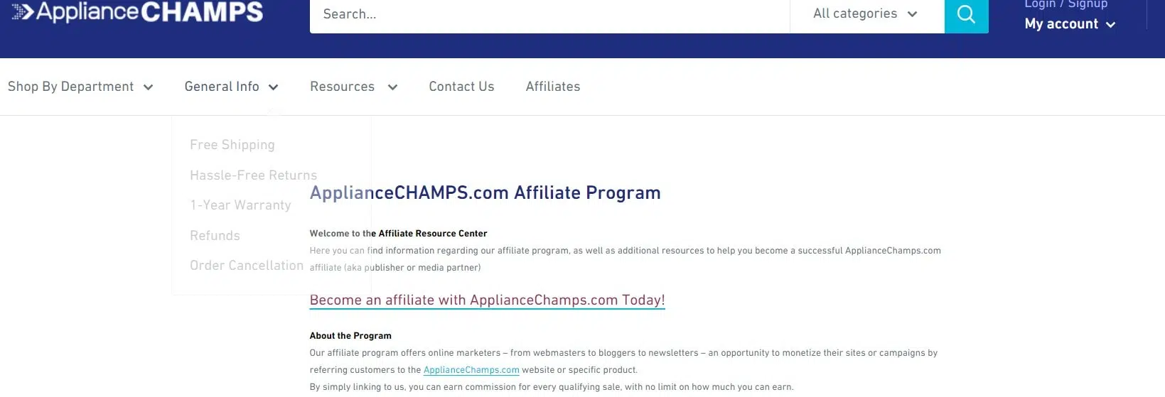 ApplianceCHAMPS affiliate program