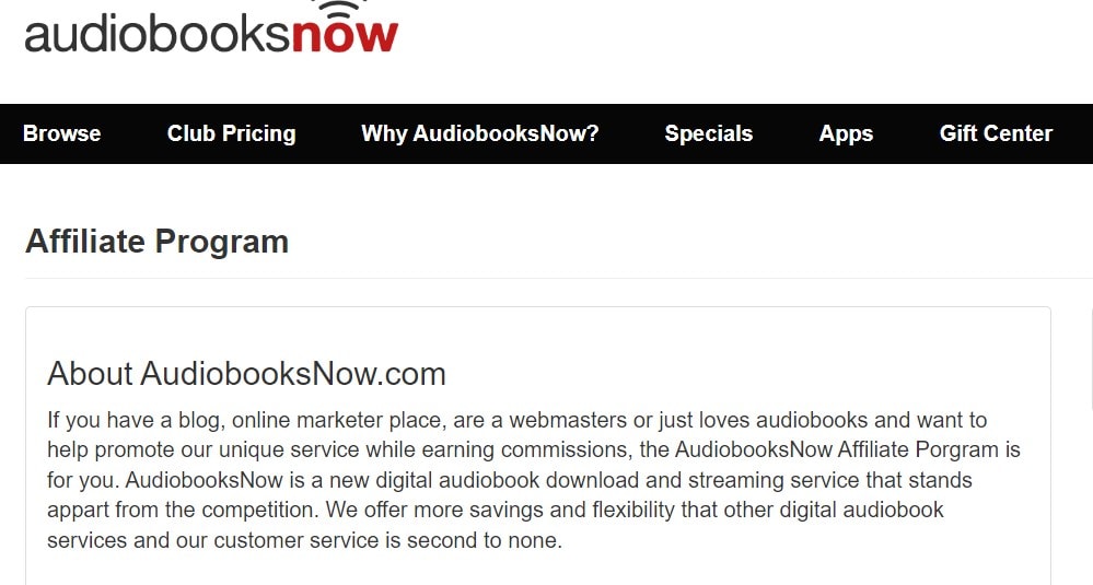 AudiobooksNow book Affiliate Programs