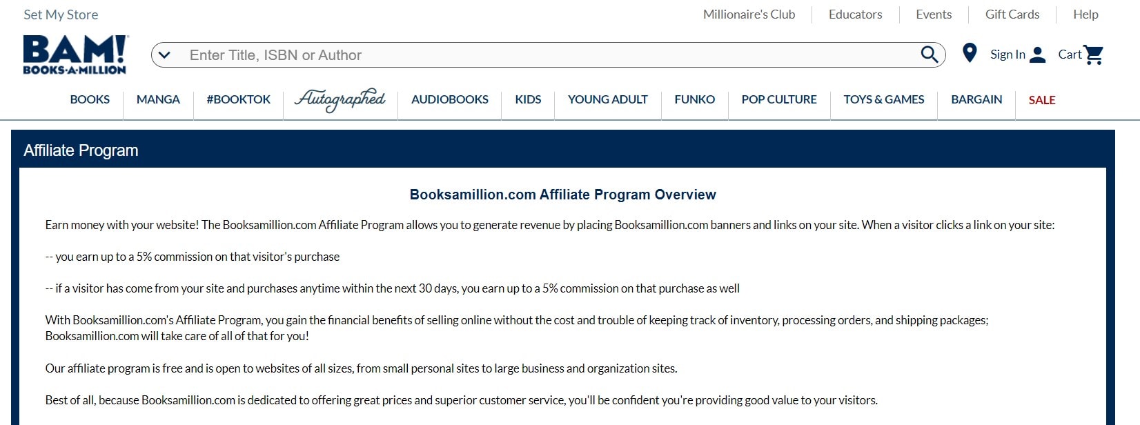 Programmi di affiliazione di Books-A-Million Book