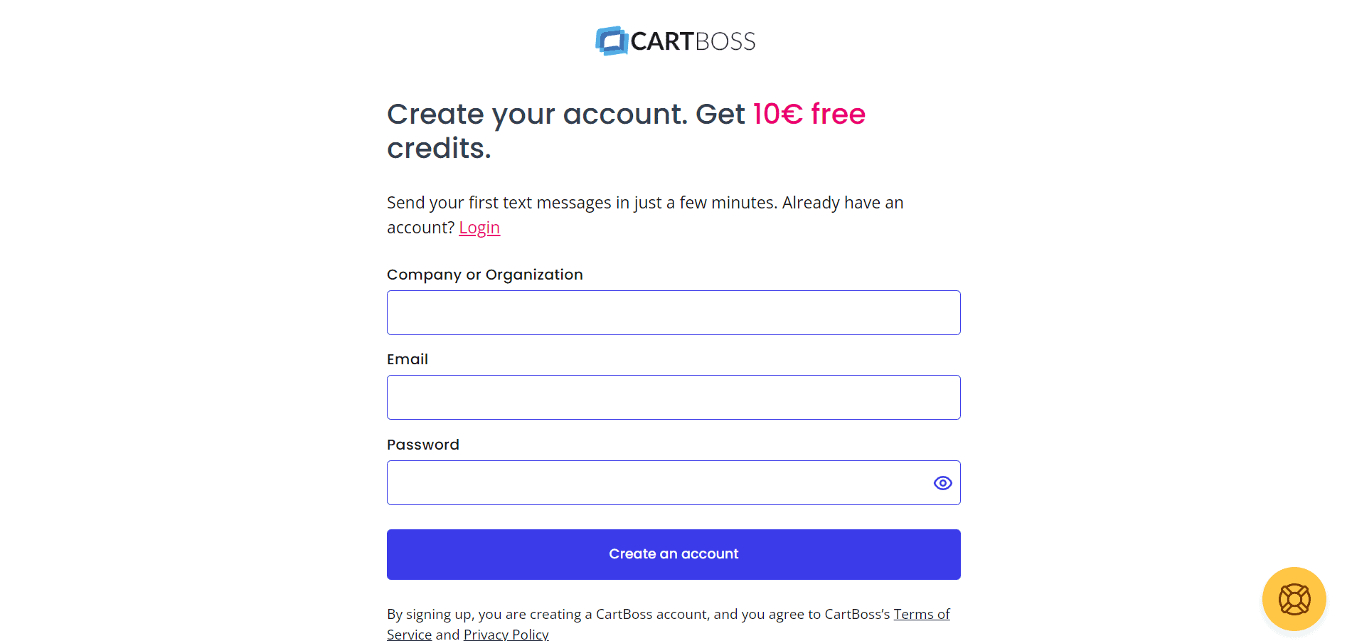 CartBoss - Create an account