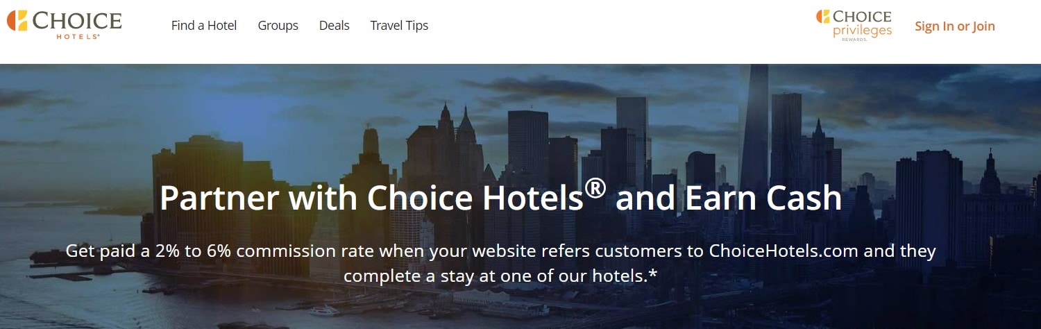 Choice Hotels affiliate program