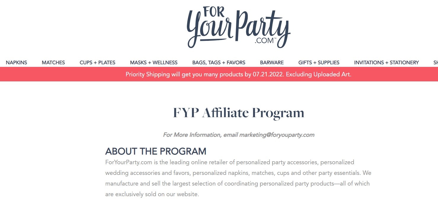 ForYourParty.com Affiliate Programs