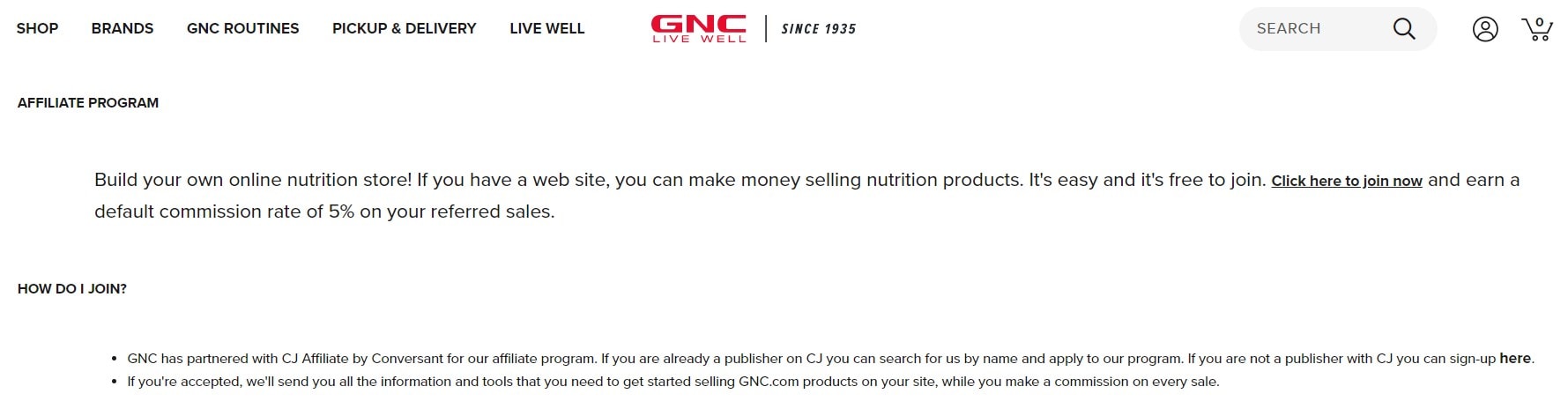 GNC affiliate program