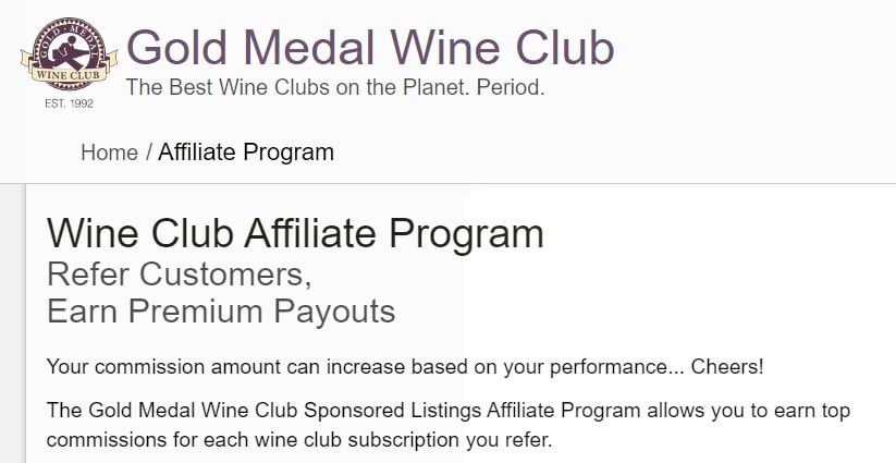 Gold Medal Wine Club affiliate programs