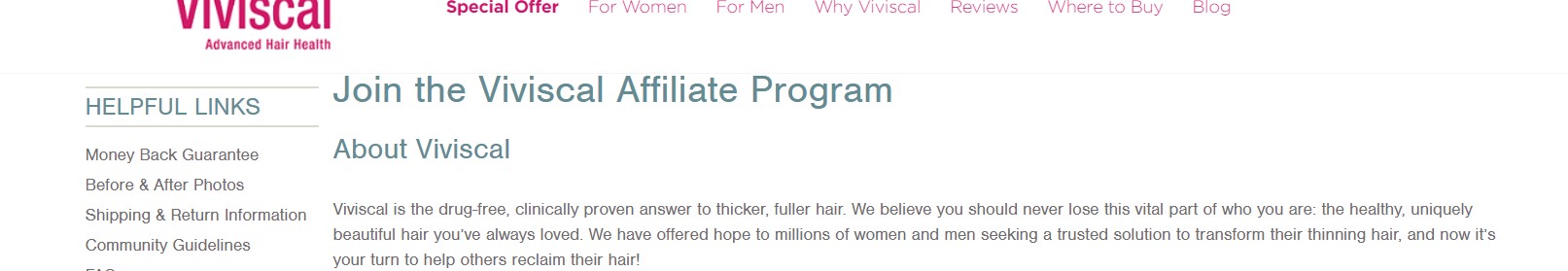 Viviscal Hair Care Affiliate Program