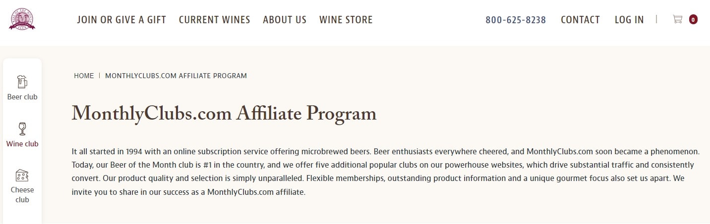 Wine Club of the Month affiliate programs