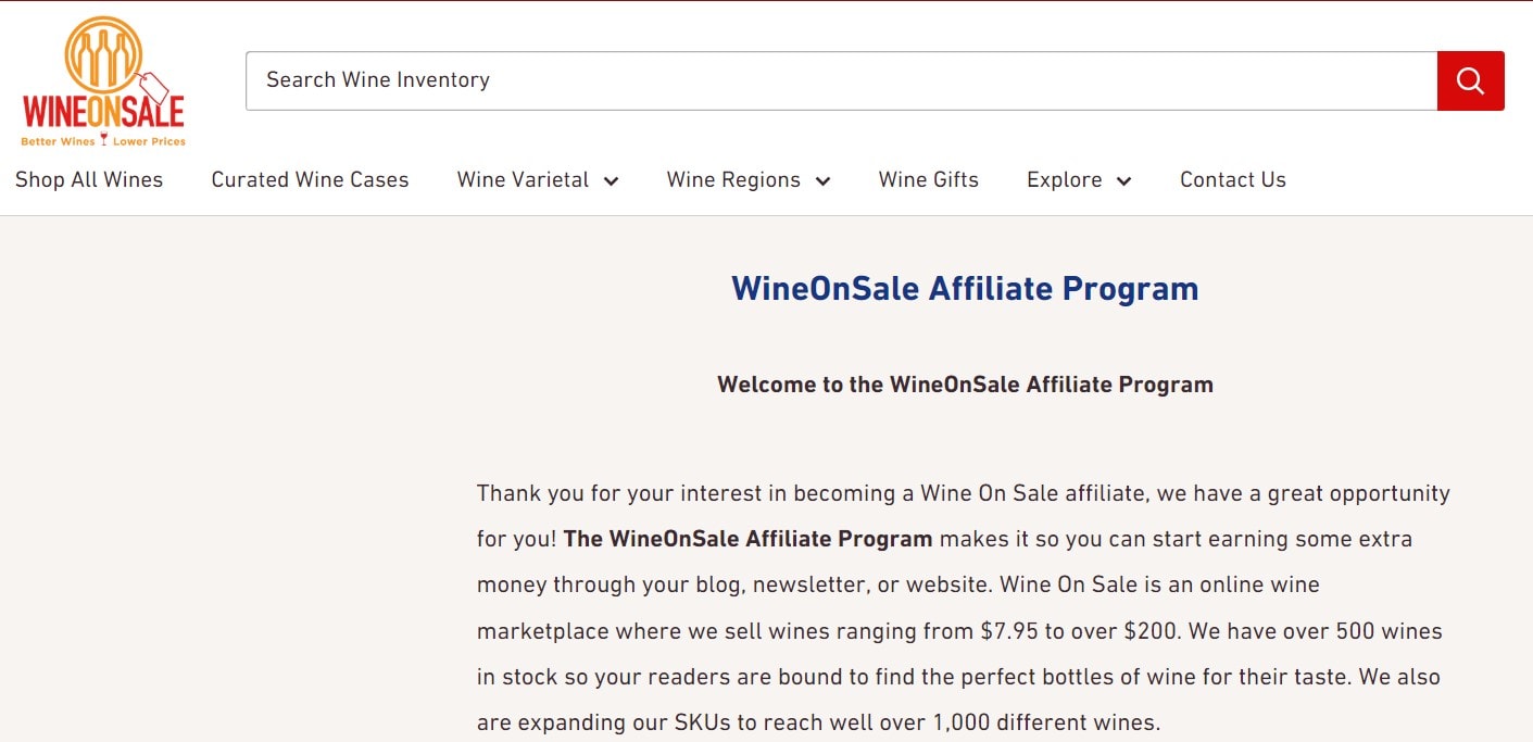 WineOnSale affiliate programs
