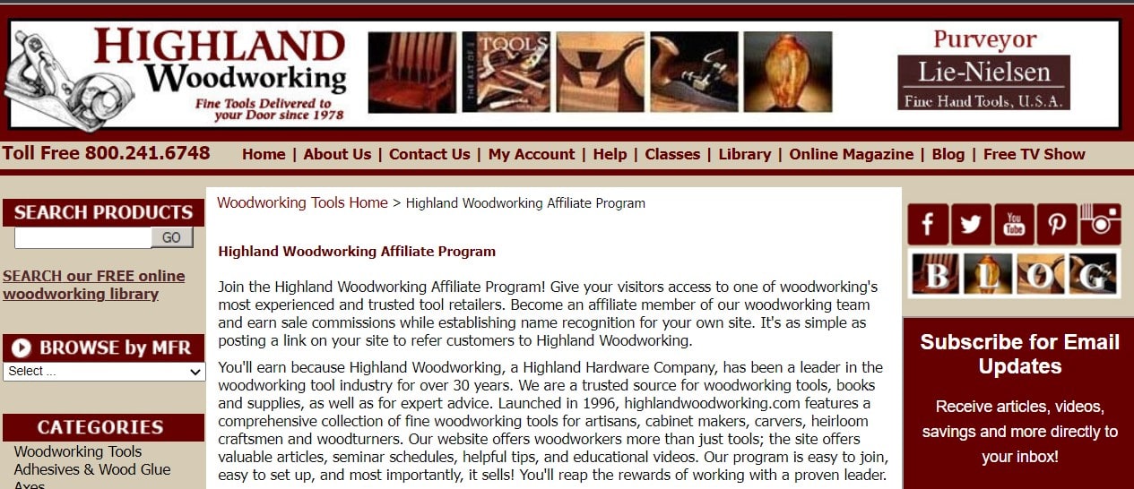highland woodworking affiliate program