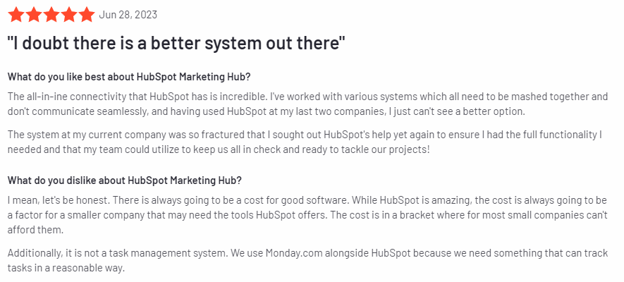 HubSpot Customer Review