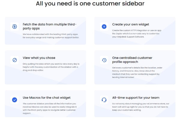eCommerce Focused Features Customer Sidebar