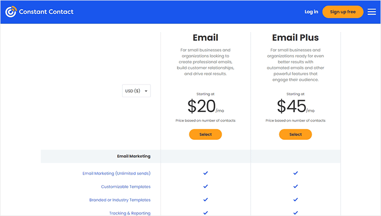 Constant Connect pricing plan