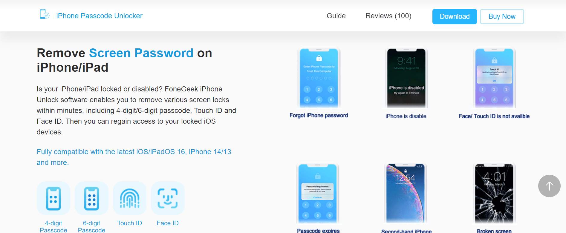 FoneGeek iPhone Passcode Unlocker features