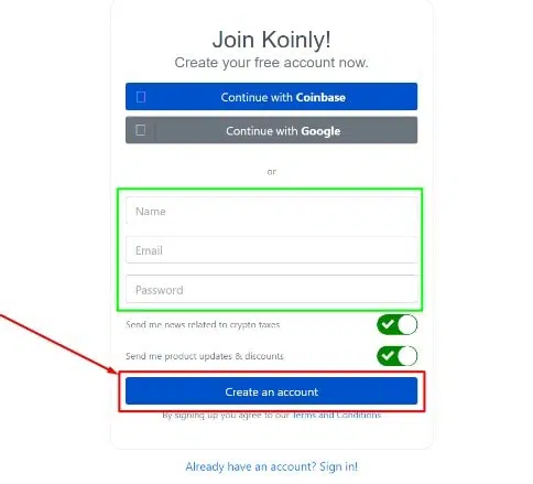 How To Sign Up Koinly step3