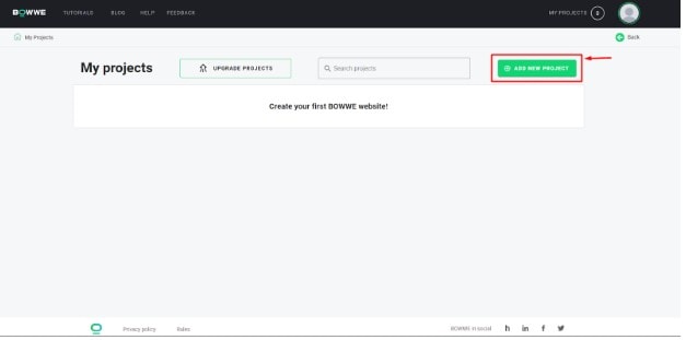 How To Use BOWWE- ADD NEW PROJECT