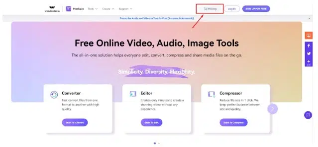 Media.io Pricing & How To Use step1