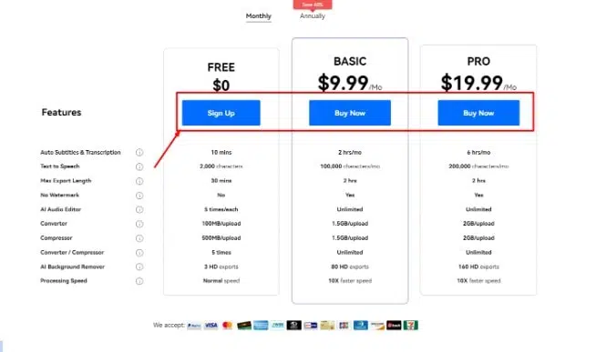 Media.io Pricing & How To Use step2
