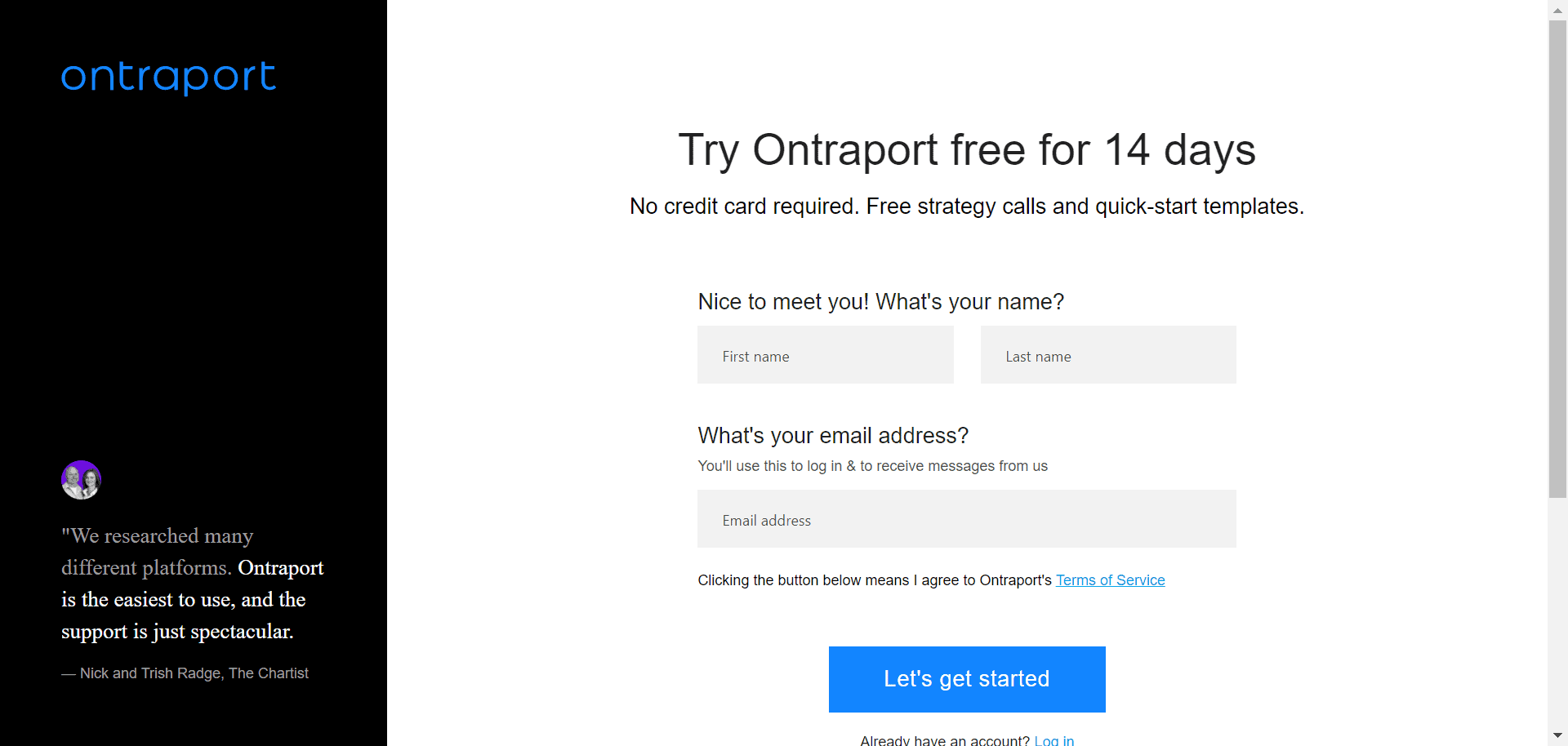 Ontraport-login and free trial