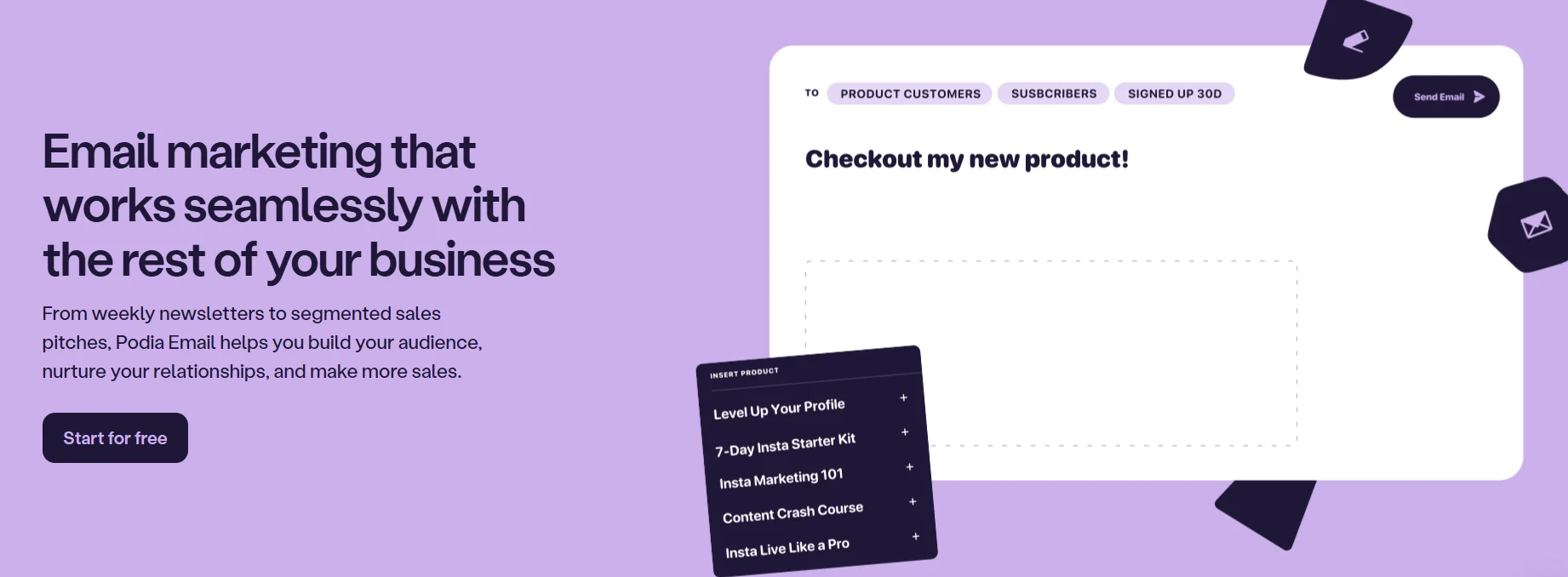 Podia email marketing feature