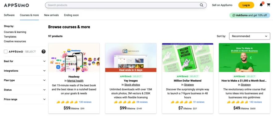 AppSumo Offers Various Courses