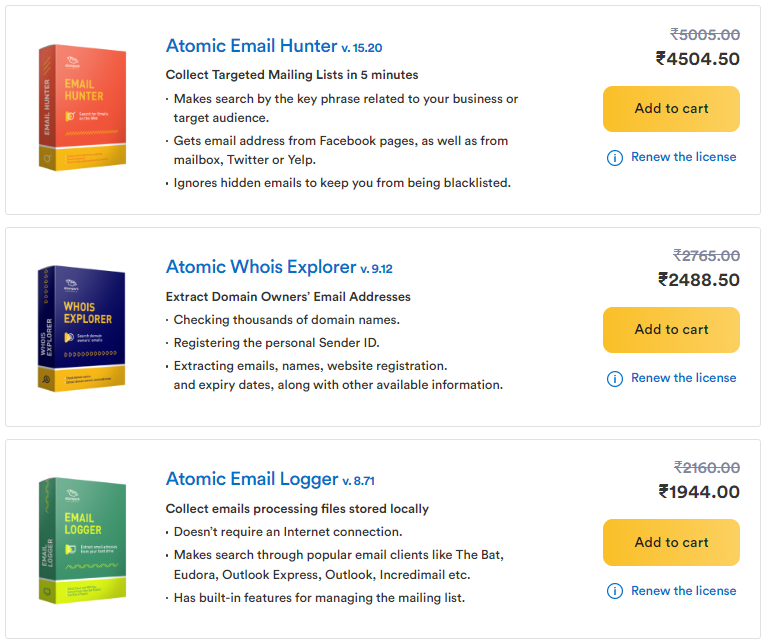 Atomic Email Hunter - Whois Explorer - Logger Price