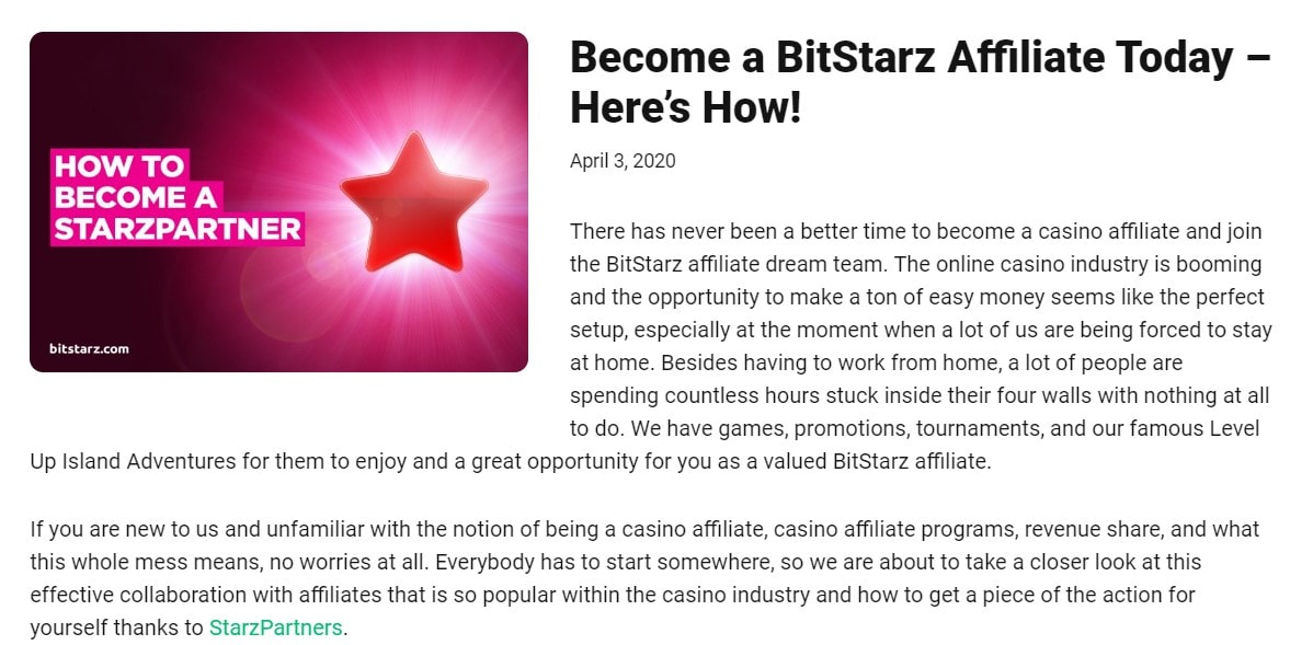 BitStarz Casino Affiliate Program