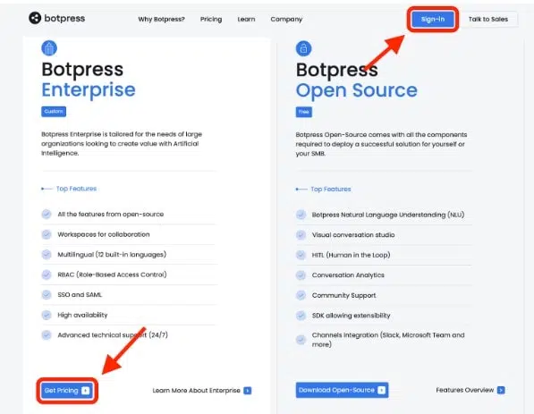 Botpress Pricing & How To Sign up for Botpress Free Trial step2