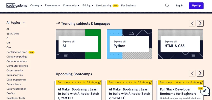 Codecademy Course Variety 