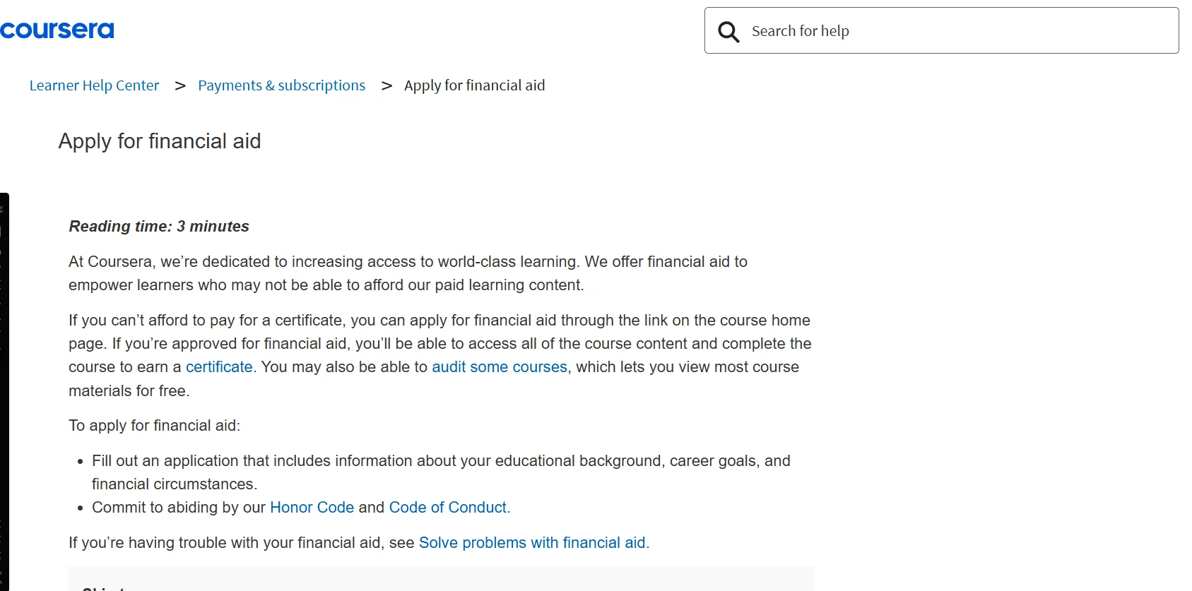 Coursera Financial Aid Coursera Financial Aid