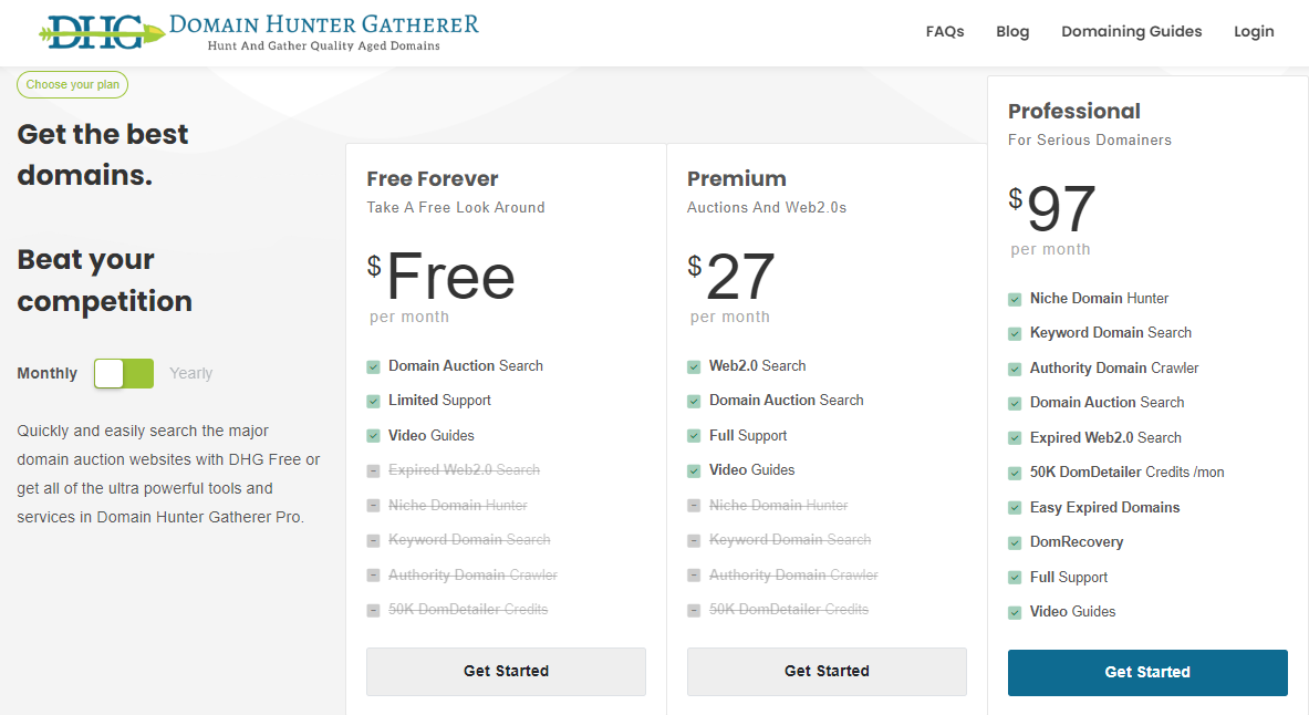 Domain Hunter Gatherer Review - Pricing