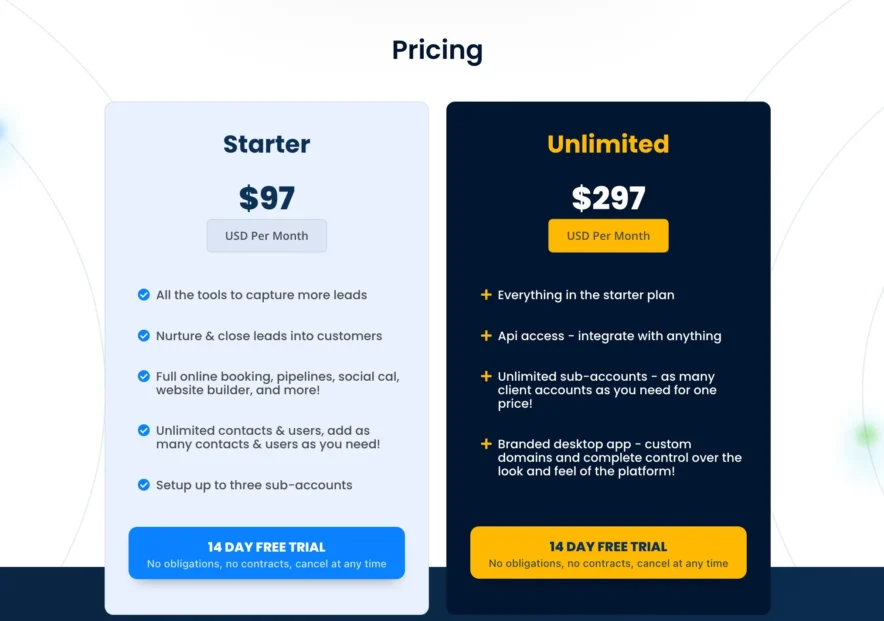 GoHighLevel Pricing
