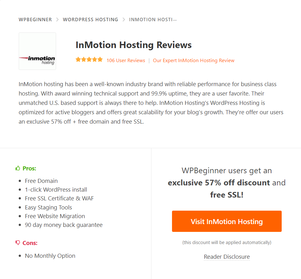 InMotion Hosting customer review