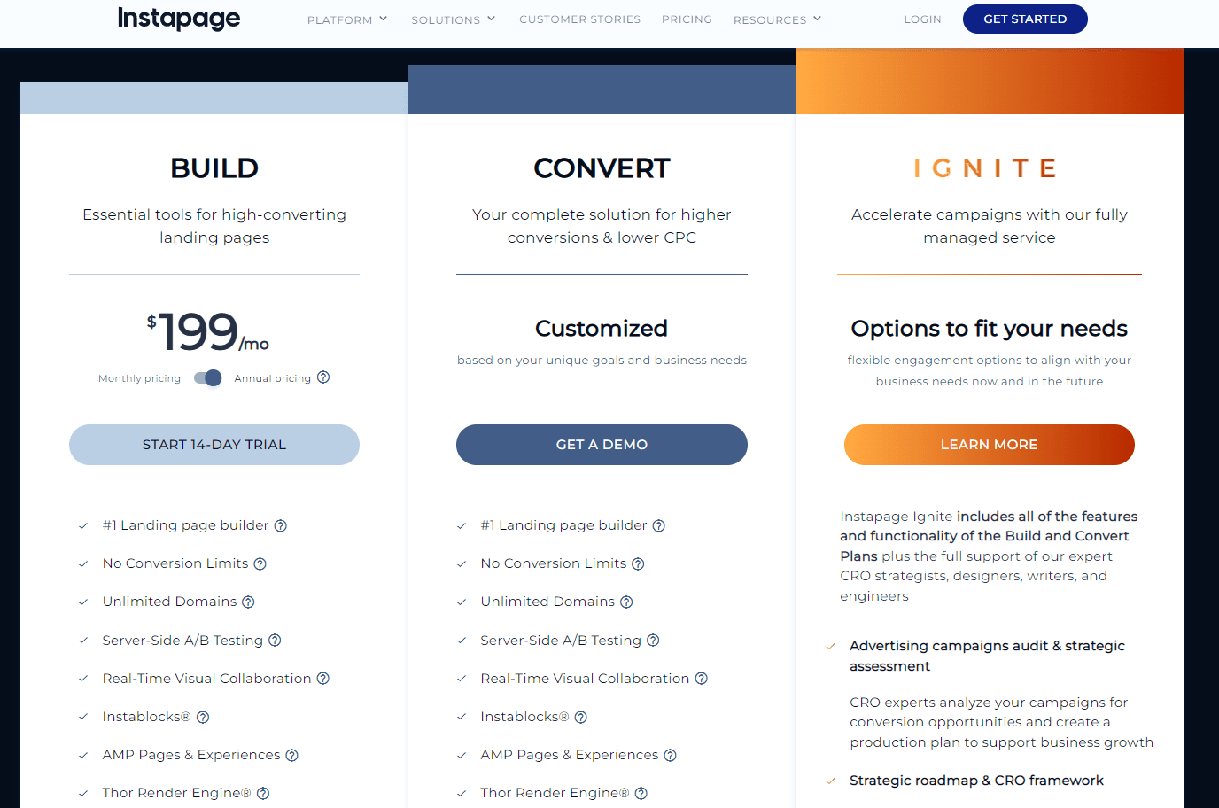 Instapage pricing