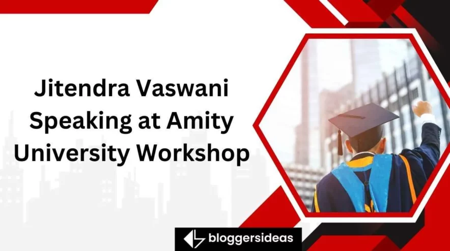 Jitendra Vaswani hablando en el taller de la Universidad Amity