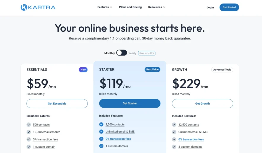 Kartra Pricing Plans