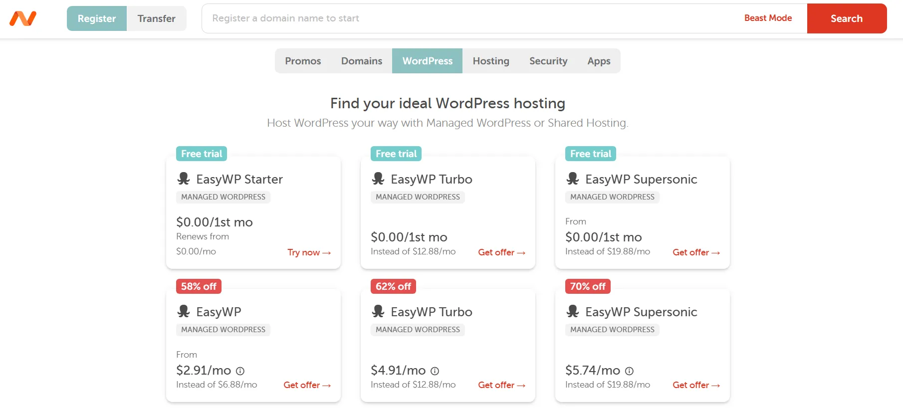 Namecheap Pricing Plans- WordPress