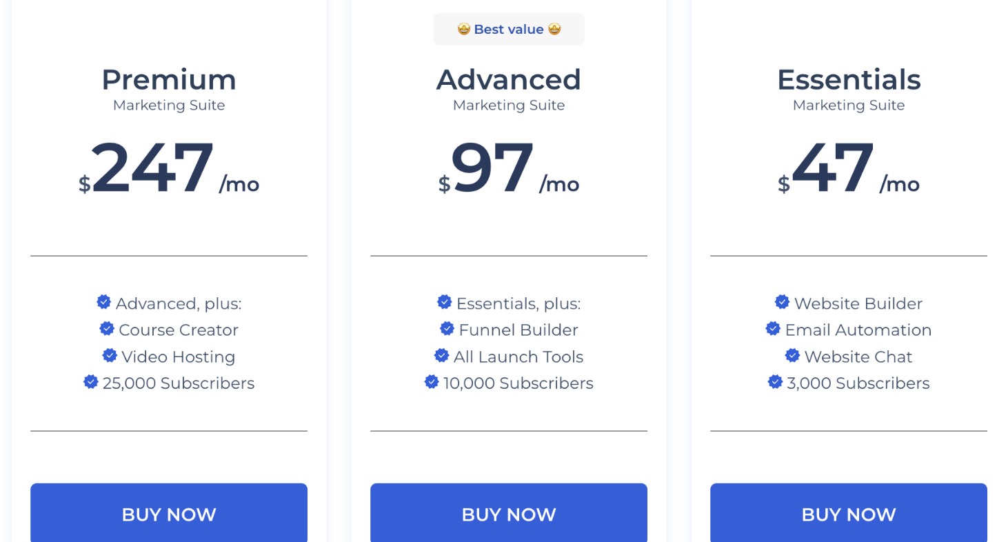 Pricing Of Builderall