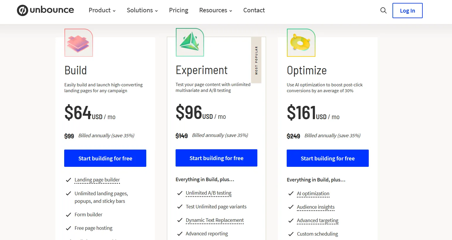 Unbounce Pricing Plans