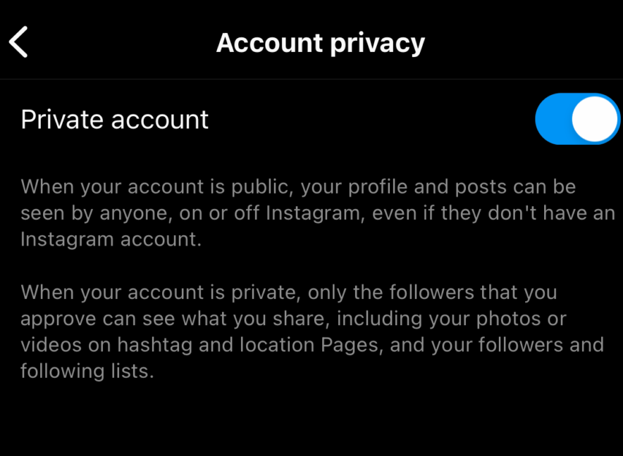 Private acc in instagram